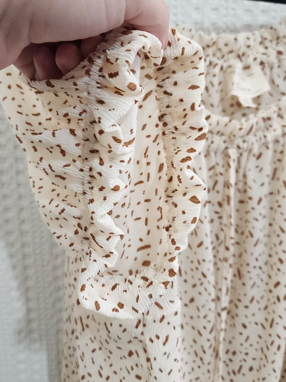 Flower & Feather 3XL Cream Brown Speckled Boho Peasant Blouse Plus Size - Picture 6 of 13